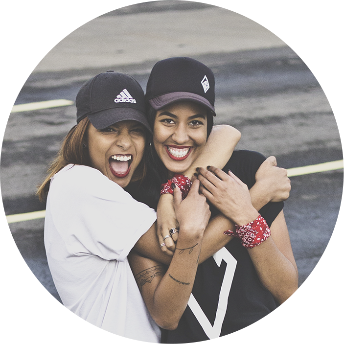 Image of girl encouraging another girl