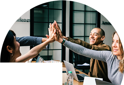 Image of people joining hands together in inspiration